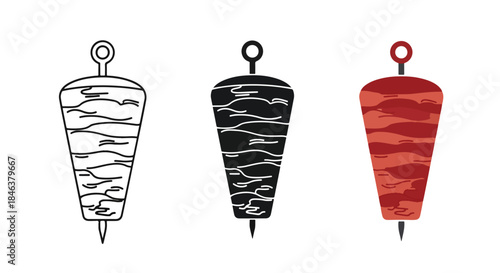 Shawarma icon set - Line and glyph solid icon set - Solid icons vector collection - Blue icon set - Icon vector - Flat Design Icon