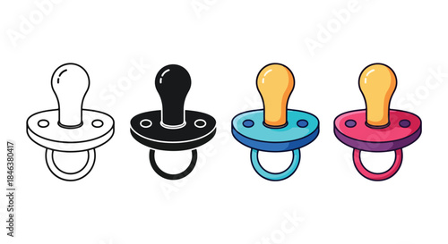 Pacifier icon set - Line and glyph solid icon set - Solid icons vector collection - Blue icon set - Icon vector - Flat Design Icon