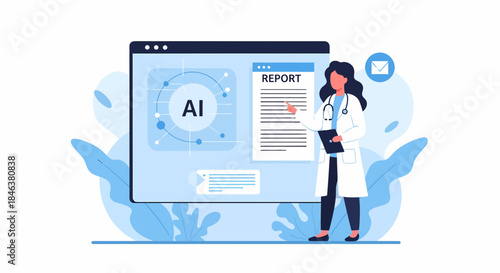 Doctor Analyzing Ai Report For Healthcare Diagnostics And Treatment