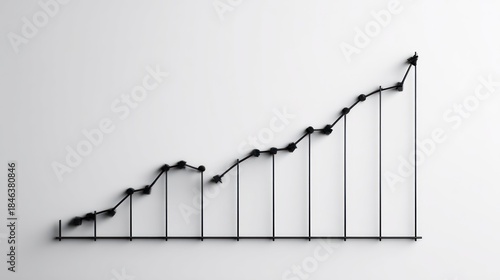 Rising black line chart showing financial growth on white background