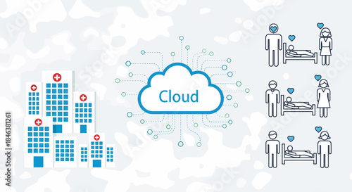 Healthcare Network Connecting Hospitals And Patients Through Cloud Technology