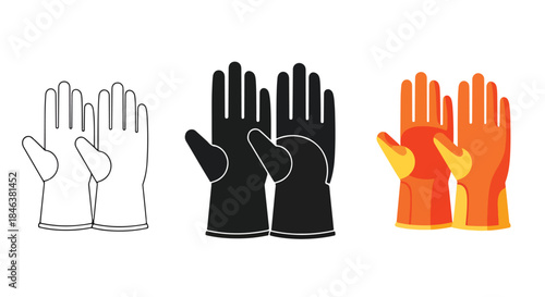 Gloves icon set - Line and glyph solid icon set - Solid icons vector collection - Blue icon set - Icon vector - Flat Design Icon