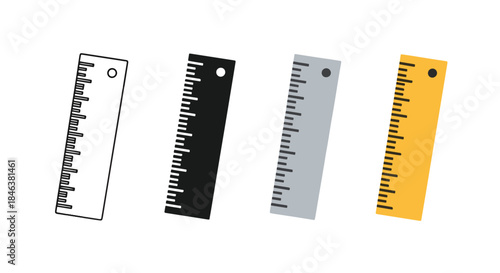 Vector icon set of rulers - Line and glyph solid icon set - Solid icons vector collection - Blue icon set - Icon vector - Flat Design Icon