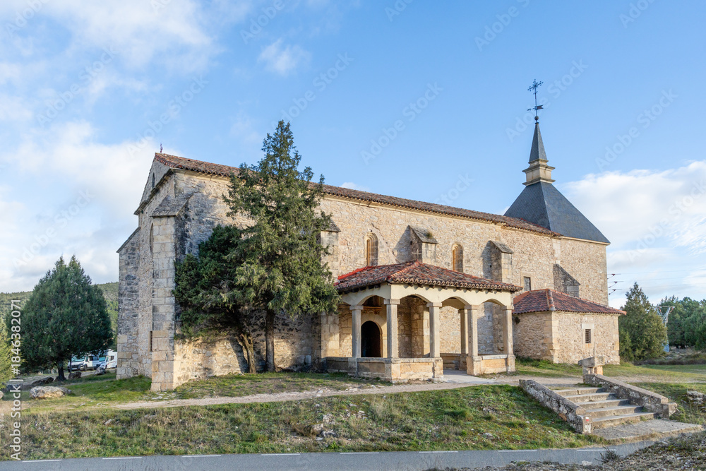 Fototapeta premium Exterior of the Hermitage of the Assumption in Enebrales, a town in the province of Guadalajara, Spain