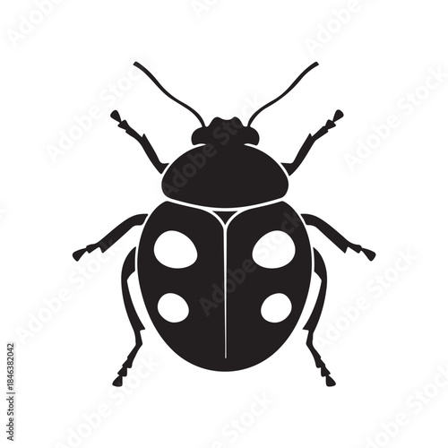 ladybug silhouette, black silhouette ladybug icon, ladybug silhouette vector illustration, perfect for nature-themed designs and illustrations
