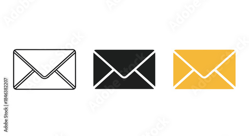 Envelope icon set - Line and glyph solid icon set - Solid icons vector collection - Blue icon set - Icon vector - Flat Design Icon