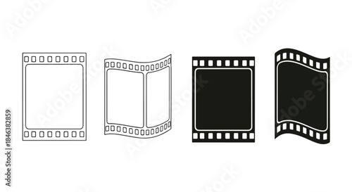 Film strip icons - Line and glyph solid icon set - Solid icons vector collection - Blue icon set - Icon vector - Flat Design Icon