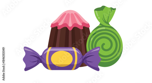 Sweet treats icon set - Line and glyph solid icon set - Solid icons vector collection - Blue icon set - Icon vector - Flat Design Icon