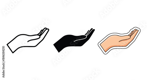 Hand gesture icon set - Line and glyph solid icon set - Solid icons vector collection - Blue icon set - Icon vector - Flat Design Icon