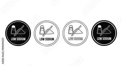 Low sodium icon set - Line and glyph solid icon set - Solid icons vector collection - Blue icon set - Icon vector - Flat Design Icon