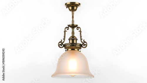 Elegant Antique Brass Pendant Light with Frosted Glass Shade for Classic Interiors