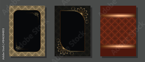 Luxury invitation card vector design. Collection invitation card with vintage floral and border. Suit for invitation, award, cover and others