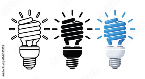 Light bulb icon set - Line and glyph solid icon set - Solid icons vector collection - Blue icon set - Icon vector - Flat Design Icon