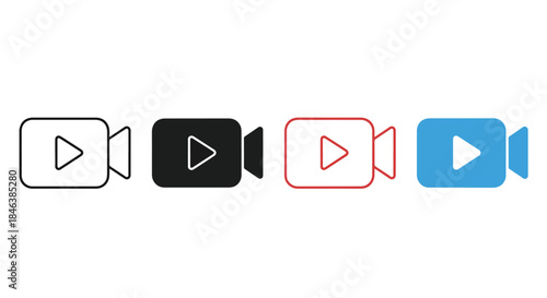 Video camera icons - Line and glyph solid icon set - Solid icons vector collection - Blue icon set - Icon vector - Flat Design Icon