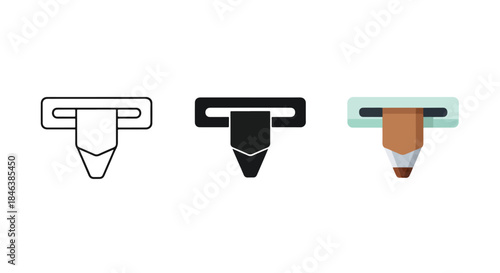 3d printer icon set - Line and glyph solid icon set - Solid icons vector collection - Blue icon set - Icon vector - Flat Design Icon