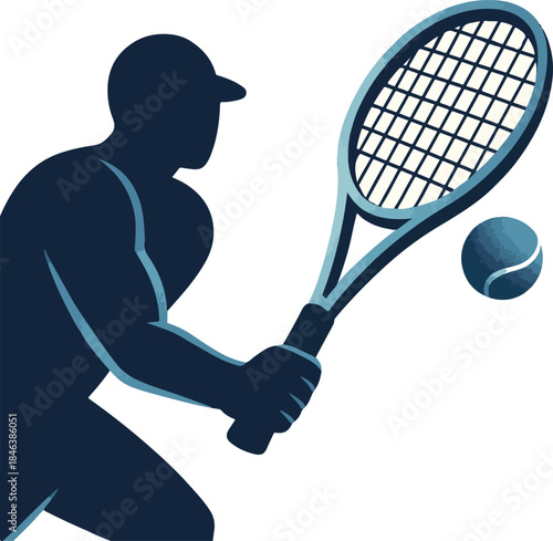 Tennis Player Swinging Racquet at Ball Keywords: tennis, player, racquet, ball, sport, athlete