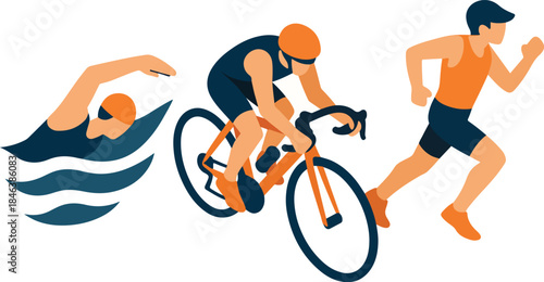 Triathlon Athlete Sequence Swimming Cycling Running