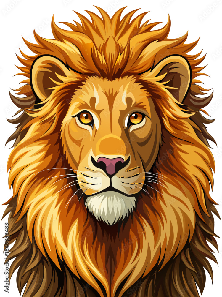 Naklejka premium Lion real , white background