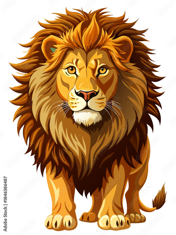 Fototapeta premium Lion real , white background 