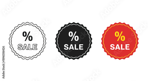 Sale badges icon set - Line and glyph solid icon set - Solid icons vector collection - Blue icon set - Icon vector - Flat Design Icon