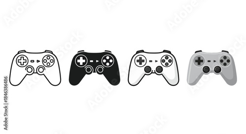 Gaming controller icon set - Line and glyph solid icon set - Solid icons vector collection - Blue icon set - Icon vector - Flat Design Icon