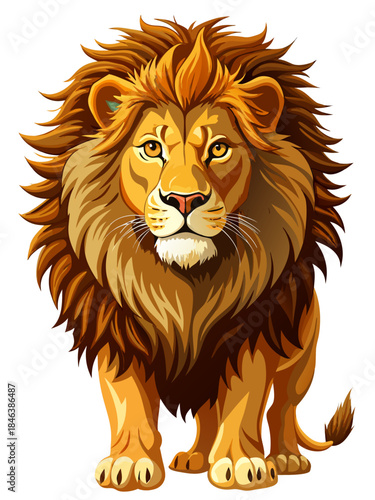 Lion real ,  white background	