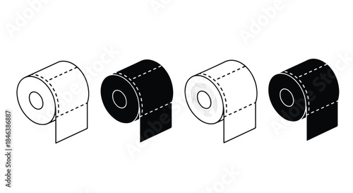 Toilet paper icon set - Line and glyph solid icon set - Solid icons vector collection - Blue icon set - Icon vector - Flat Design Icon