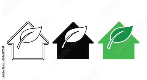 Eco-friendly home icons - Line and glyph solid icon set - Solid icons vector collection - Blue icon set - Icon vector - Flat Design Icon