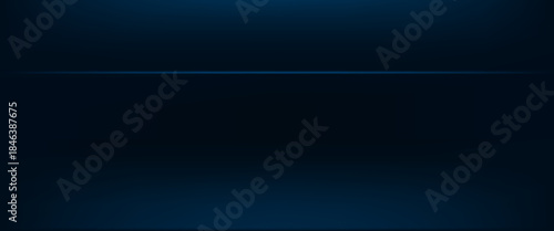 Blue navy studio room background. Blue background with light effects. Empty dark room. Space for selling products on the website. Vector illustration.