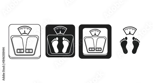 Health and fitness scale icons - Line and glyph solid icon set - Solid icons vector collection - Blue icon set - Icon vector - Flat Design Icon