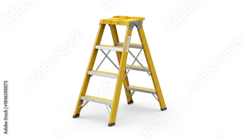 A sturdy bright yellow three step A frame ladder for various home and work tasks