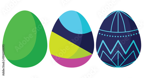 Colorful easter eggs - Line and glyph solid icon set - Solid icons vector collection - Blue icon set - Icon vector - Flat Design Icon