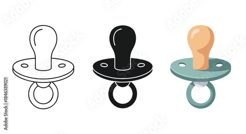 Pacifier icon set - Line and glyph solid icon set - Solid icons vector collection - Blue icon set - Icon vector - Flat Design Icon