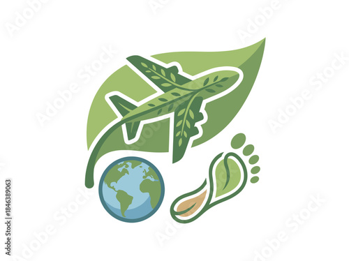 Eco Friendly Travel Concept with Plane and Earth.