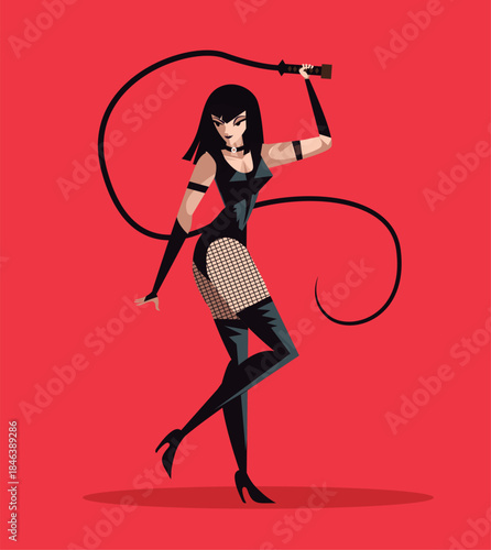 beautiful model in leather with whip
