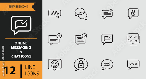 Modern line icons depicting social media engagement and online user interaction elements