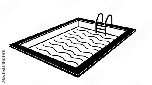 Swimming Pool Icon – Outdoor Pool with Ladder Vector Illustration