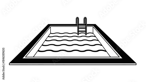 Swimming Pool Icon – Outdoor Pool with Ladder Vector Illustration