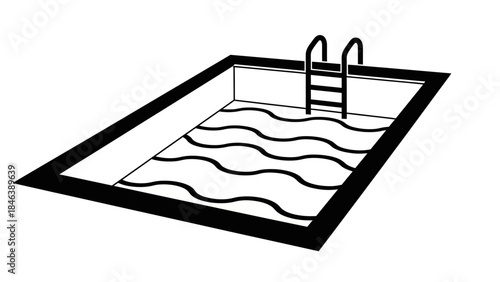 Swimming Pool Icon – Outdoor Pool with Ladder Vector Illustration