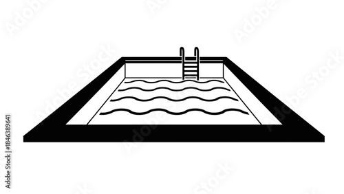 Swimming Pool Icon – Outdoor Pool with Ladder Vector Illustration