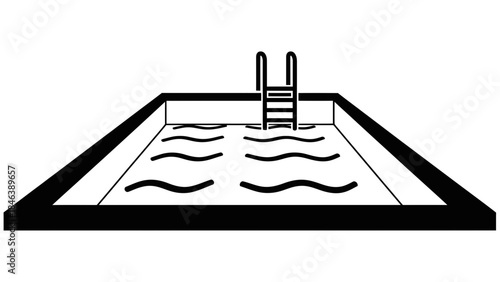 Swimming Pool Icon – Outdoor Pool with Ladder Vector Illustration