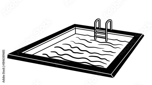 Swimming Pool Icon – Outdoor Pool with Ladder Vector Illustration