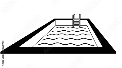 Swimming Pool Icon – Outdoor Pool with Ladder Vector Illustration