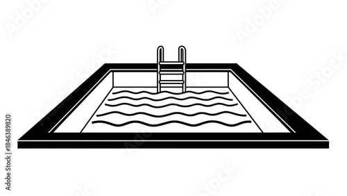 Swimming Pool Icon – Outdoor Pool with Ladder Vector Illustration