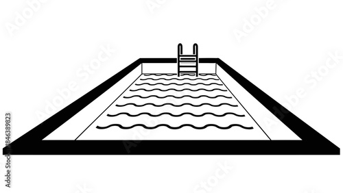 Swimming Pool Icon – Outdoor Pool with Ladder Vector Illustration