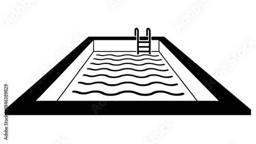 Swimming Pool Icon – Outdoor Pool with Ladder Vector Illustration