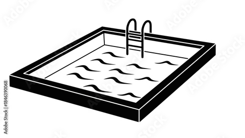 Swimming Pool Icon – Outdoor Pool with Ladder Vector Illustration