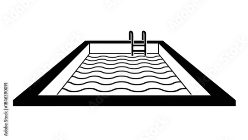 Swimming Pool Icon – Outdoor Pool with Ladder Vector Illustration