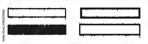 Set of 4 grunge frames. The outline has sharp edges in the form of cracks. It looks old, scratched, torn, worn, with uneven edges. Elements for decorating Halloween, Christmas or any other holiday.