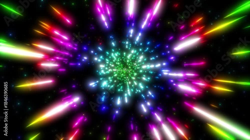 宇宙アニメのワープ風 ループ背景 虹色